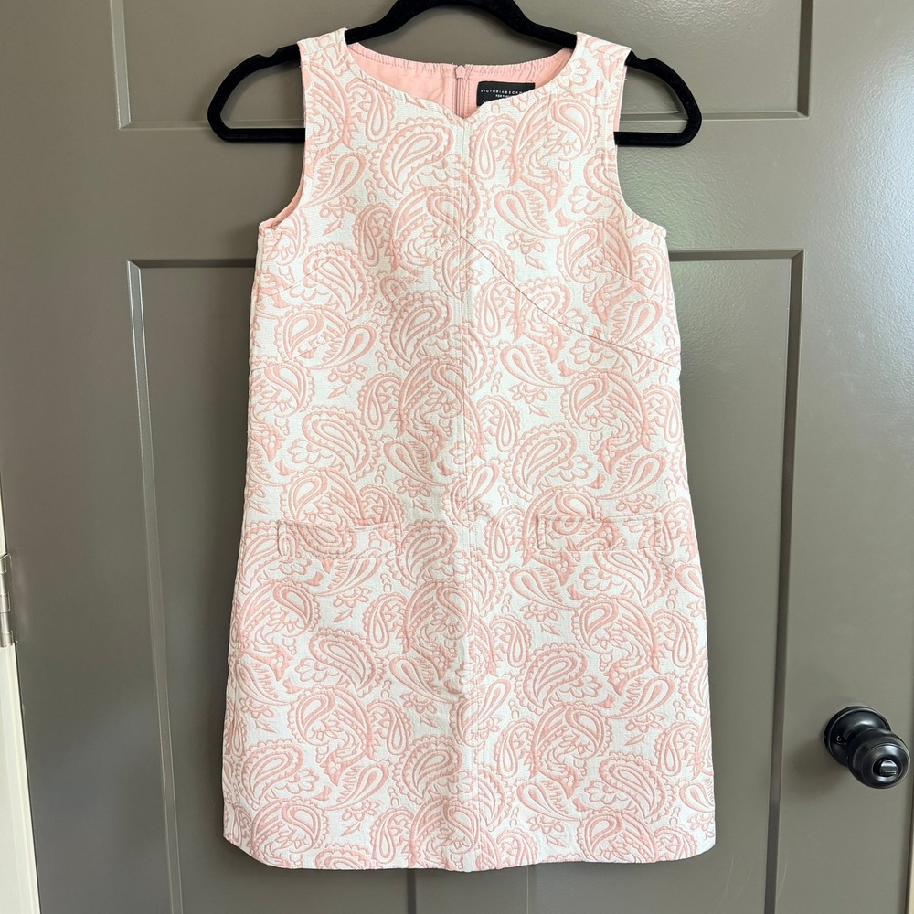 Victoria Beckham for Target Pink Paisley Jacquard Shift Dress Womens Large L